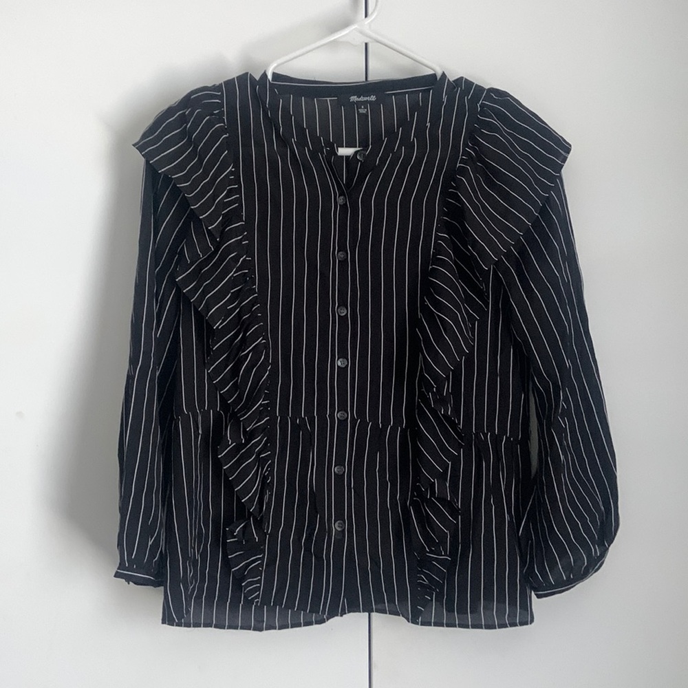 100% Silk Madewell Slight-Peplum Blouse S